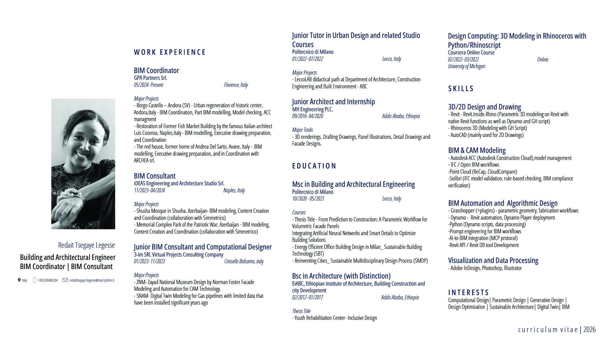Redait Tsegaye Legesse &mdash; CV preview